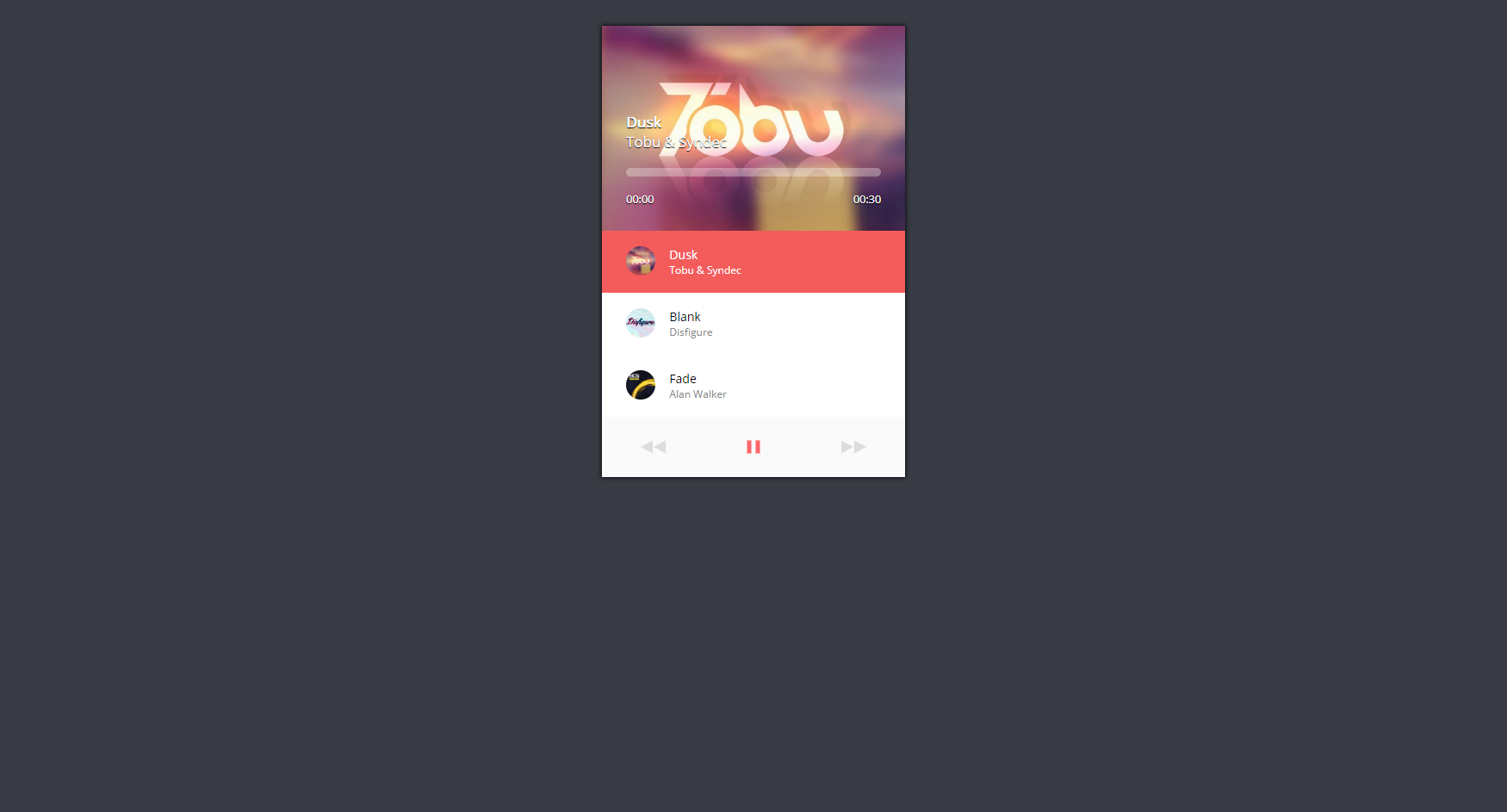 html5 移动端音乐播放器单页模版 -0002