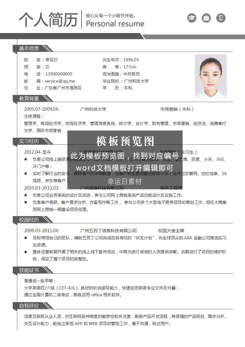 单页简历 150 页模板下载